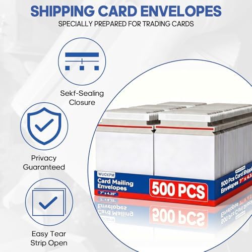 500 Pack Card Shipping Envelopes, 7x4.35in Self-Seal Hard Cardboard Mailers, for Mailing Semi-Rigid and Toploaders, Trading, Sports, Baseball Cards Mailing - Image 4