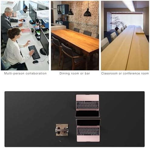Cacoy 78.7"x31.5" XXL PU Leather Desk Mat, Waterproof Meeting Desk Pad Protector, Large Gaming Computer Mouse Pad, Extended Office Desk Decor, Desktop Cover Mat Conference Table Pads (Black) - Image 7