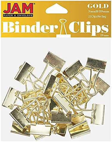 JAM PAPER Colorful Binder Clips - Small - 3/4 Inch (19 mm) - Gold Binderclips - 25/Pack by JAMPaper