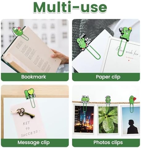 Paper Clips, 22pcs Pickle PaperClips Medium Colored Binder Clips Assorted Book Mark for Paperwork Office School Decorative - Image 5
