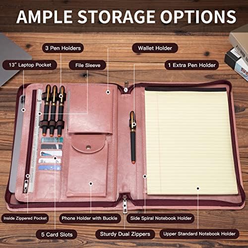 Personalized Vegan Leather Portfolio with Front Pocket for Legal Pad - Image 4