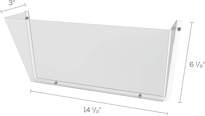 Deflecto Unbreakable DocuPocket, Wall File Organizer, Letter Size, Clear, Single Pocket, 14.5" x 3" x 6.5" (63201) - Image 3