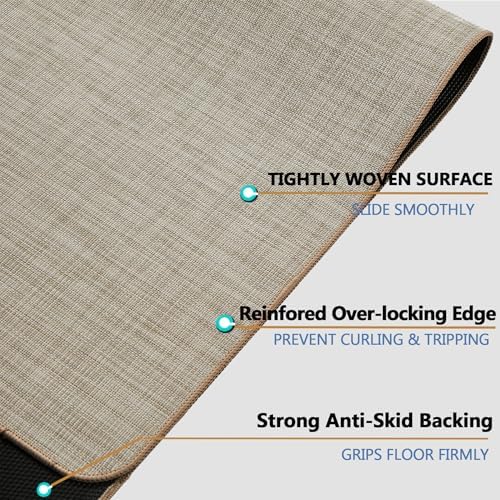Chair Mat for Hardwood Floor, 47" x 60" Heavy Duty Office Chair Mat for Rolling Chairs, Anti Slip, Non-Curve, Floor Protector for Home Office, Ivory Linen Weave - Image 3