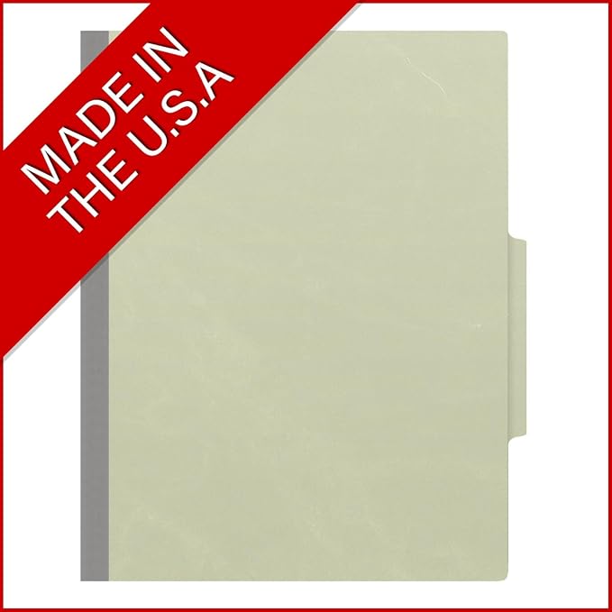 25 Pt. Pressboard Classification Folders, 2/5 Cut ROC Top Tab, Letter Size, 2 Dividers, Light Green (Box of 10) - Image 5