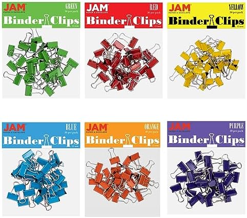 JAM PAPER Colorful Binder Clips - Small - 3/5 Inch (15 mm) - Assorted Binderclips - 6 Packs of 30 by JAMPaper