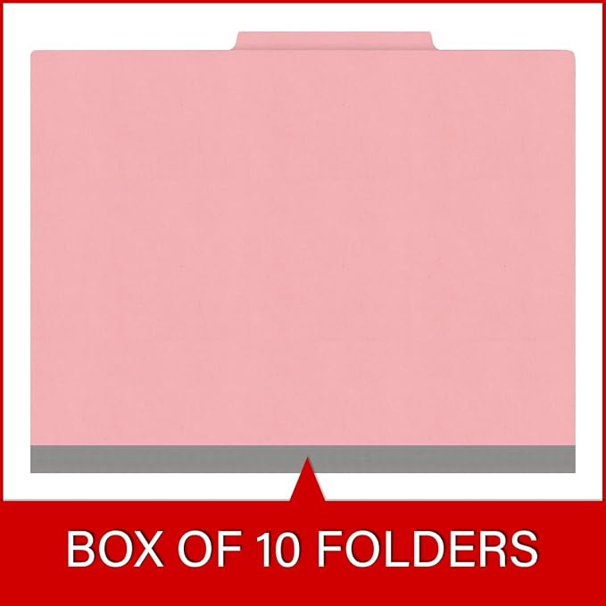 Heavy Duty End Tab Color Folders, 2/5 Cut ROC Top Tab, Letter Size, 2 Divider, Pink (Box of 10) - Image 6