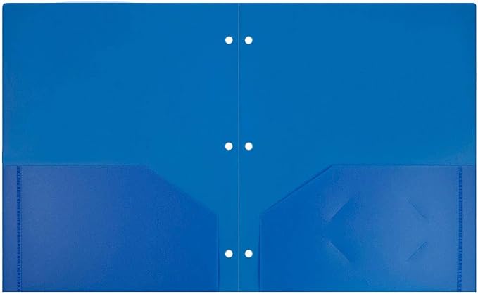 JAM PAPER Heavy Duty Plastic 3 Hole Punch School Folders with Pockets - Blue - 6/Pack - Image 6