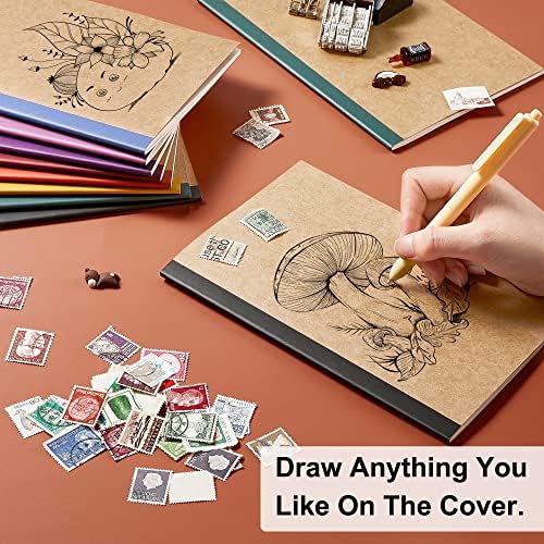 feela 56 Pack Composition Notebooks Bulk, Kraft Cover Lined Blank College Ruled Composition Travel Journals with Jewel Tone Spines For Women Students, 60 Pages, 8.3”x 5.5”, A5, 8 Vintage Colors - Image 3