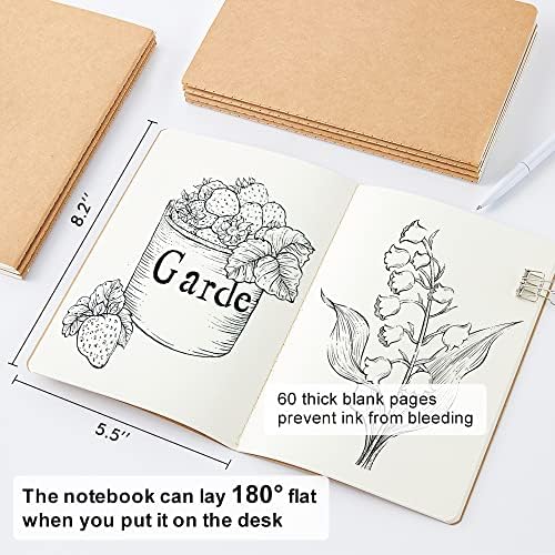 feela 15 Pack Blank Kraft Notebooks, Unlined Sketchbook Note Pad Travel Journal for Drawing Doodling Writing, Journal Bulk For Women Kids Students Office School Supplies, A5, 60 Pages, 8.3” X 5.5” - Image 2
