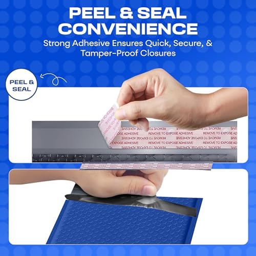Royal Blue Bubble Mailers 4x8, Poly Padded Envelopes #000, 1000 Pack - Image 3