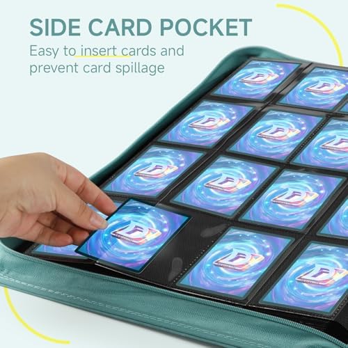 Card Binder with 1024 Cards,16 Pocket Trading Card Binder Includes 32 Page Storage Sleeves,Collection Card Album,Card Holder to Organize and Protect Cards,Green - Image 5