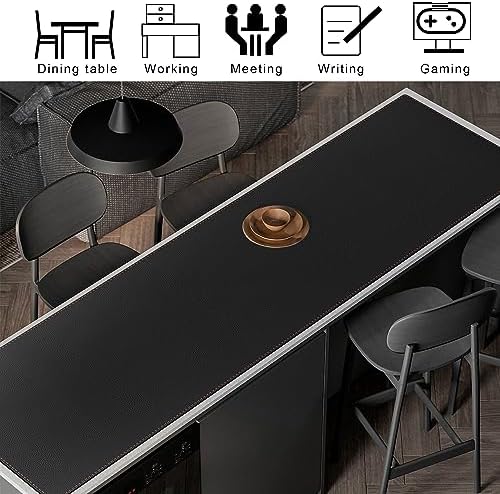 ZORESYN PU Leather Desk Mat 66.9" x 19.7" Black - Image 3