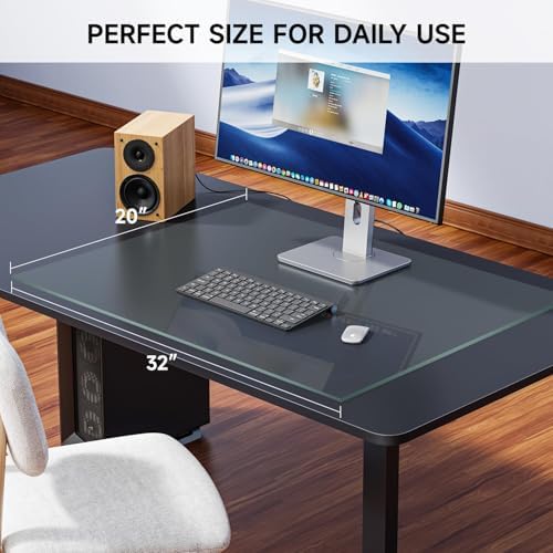 VASUHOME 32" x 20" Clear Tempered Glass Desk Mat - Multi-Functional Desk Pad for Keyboard and Monitor Protection, Dry Erase Surface, Ideal Table Top Protector for Home & Office - Image 5