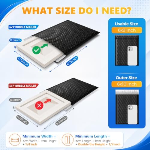 Metronic Bubble Mailers 6x10 Inch 600 Pack Black Waterproof Bubble Mailer - Image 2