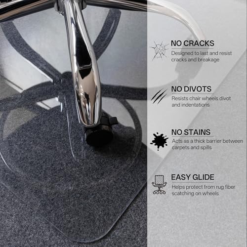Office Chair Mat, 48" x 72" Delivered Flat Desk Floor Mat for Carpeted Floors - Easy Chair Rolling, Heavy Duty Studded Computer Chair Mat for Carpet - Image 5