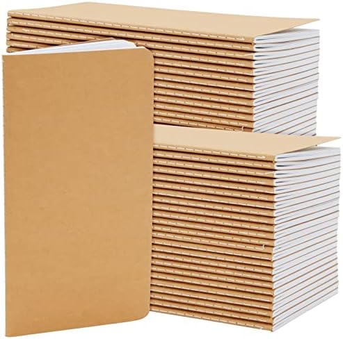 Paper Junkie Notebooks for School - 4.3 x 8.2 In, Kraft Brown, Pack of 48 - Lined Notebooks - Kraft Paper Journals for Note Taking & Journal Writing by PaperJunkie