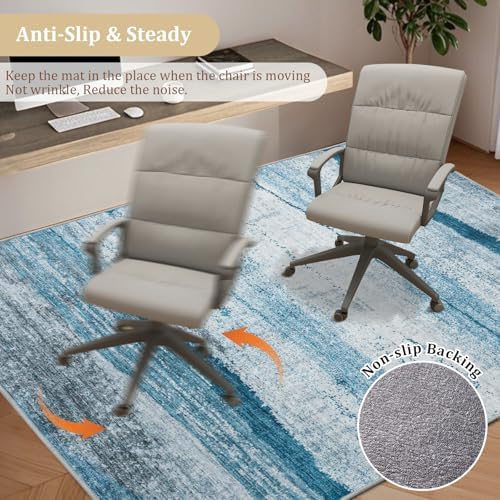 Office Chair Mat for Hardwood Floor, 72"x48" Easy Glide Computer Chair Mat Protector for Rolling Chair Under Desk Rug Nonslip Backing, Machine Wash - Image 5