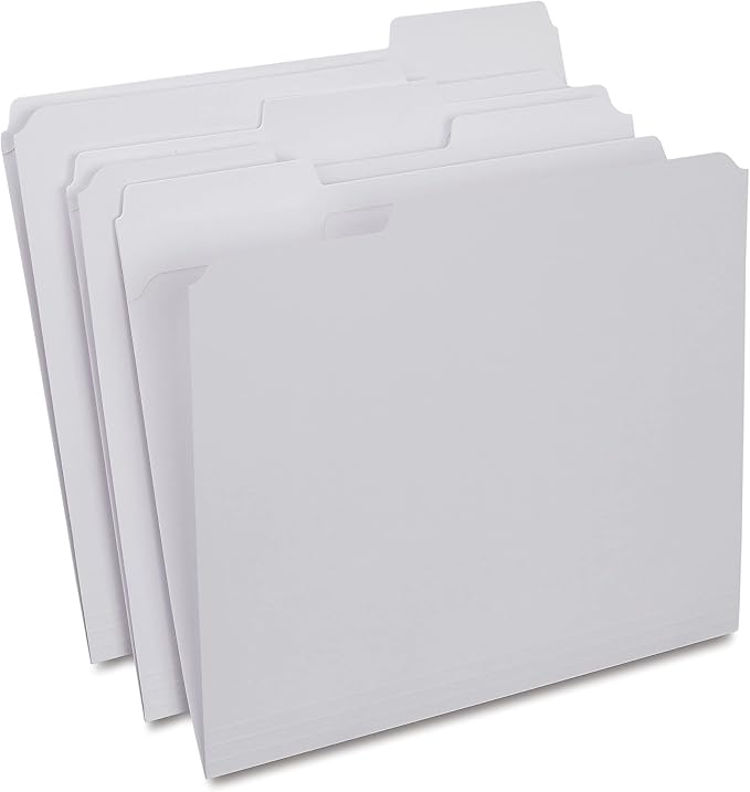 Staples File Folder, Letter Size, White, Reinforced 3‑Tab Design for Long‑Term Filing, 200/Carton by Staples