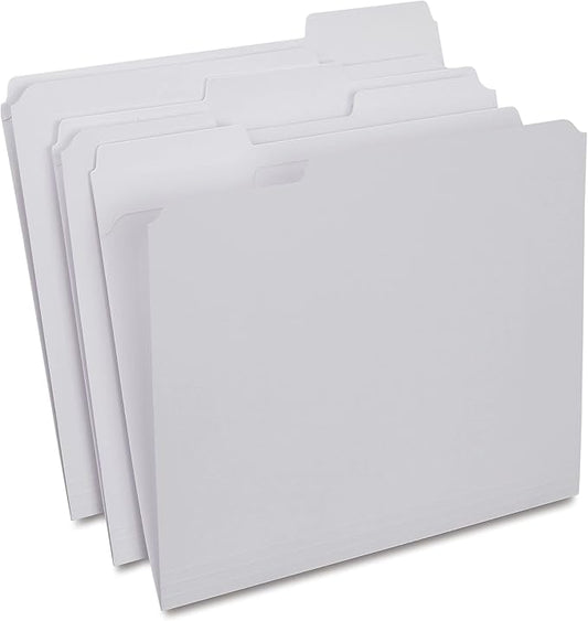Staples File Folder, Letter Size, White, Reinforced 3‑Tab Design for Long‑Term Filing, 200/Carton by Staples