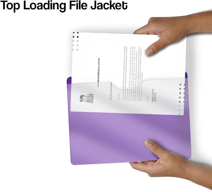 Purple Plastic Folders with Pockets and Clear Cover, Doctor Stuff, Letter Size, Top Loading Vinyl File Folders, Job Jacket, Documents Holder, Pack of 100 - Image 5