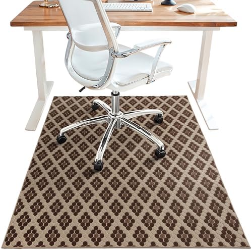 48"x60" Office Chair Mat for Hardwood Floor, Non-Slip Washable Brown Coffee by BESBLEE