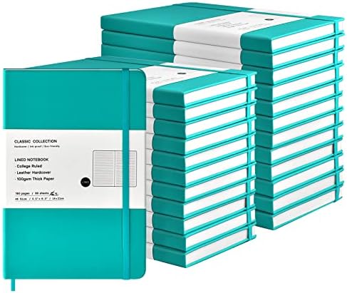 Coopay 24 Pack A5 Journal Notebooks Bulk, 160 Pages, 100GSM Thick Paper, 8.3 x 5.5 inch Hardcover Lined Leather Journals for Writing Office School Business,Bulk Notebook for Work Men Women (Green) by Coopay