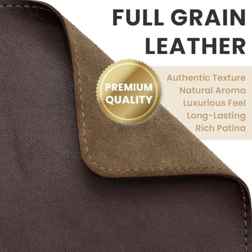 Full Grain Leather Desk Pad, Dark Brown, L (27.6 x 11.8 inch) - Image 2