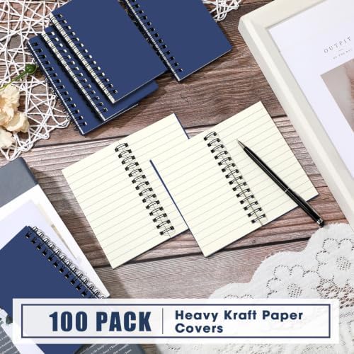 Jutom 100 Pcs Small Spiral Notebook Memo Pad 3x5, Dark Blue - Image 6