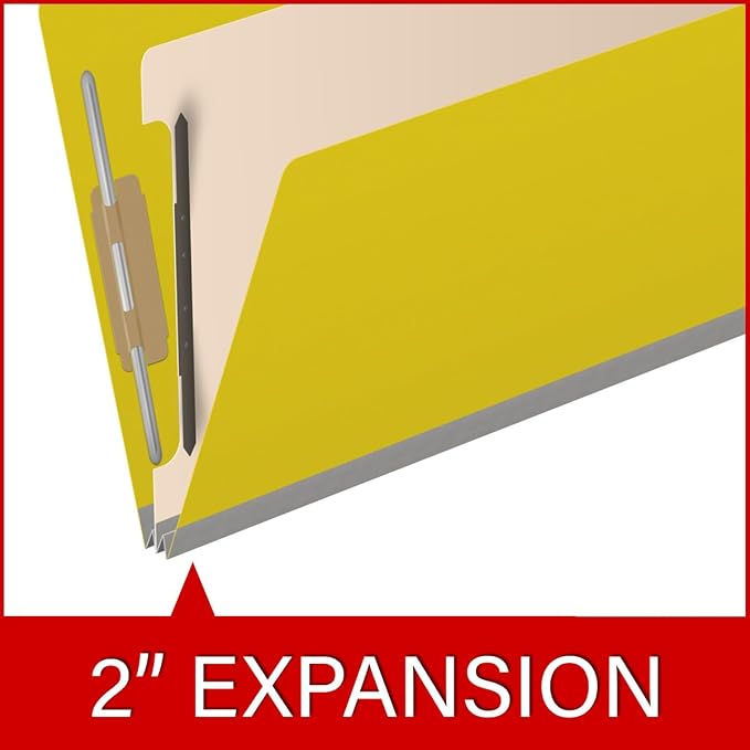 25 Pt. Pressboard Classification Folders, 2/5 Cut ROC Top Tab, Legal Size, 1 Divider, Yellow (Box of 10) - Image 7