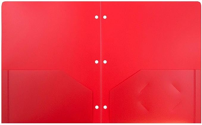 JAM PAPER Heavy Duty Plastic 3 Hole Punch Pocket Folders - Extra Tough School Folders - Red - 3/Pack - Image 2
