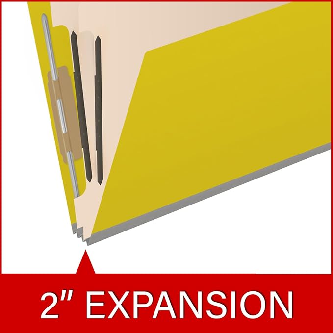 25 Pt. Pressboard Classification Folders, 2/5 Cut ROC Top Tab, Letter Size, 2 Dividers, Yellow (Box of 10) - Image 7
