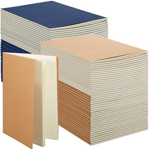 Mimorou 100 Pcs A5 Journals Notebooks Bulk,Brown, Navy,Lined by Mimorou