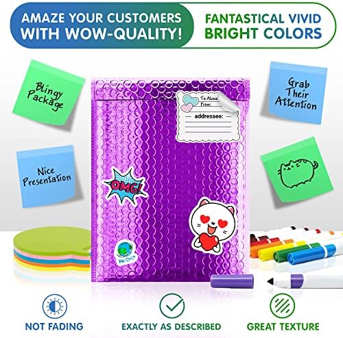 Metallic Bubble Mailers 6 x 6.25 Inch Purple, Self Seal Closure, 3/16 Inch Cushioning, Padded Shipping Envelopes Pack of 250 - Image 5