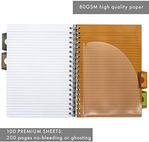 Pukka Pad 5 Subject Spiral Notebook 3-Pack - 200 Pages, 100 Sheets of 80GSM Paper with Repositionable Dividers & Perforated Edges for School & Office Planning & Organization - B5-7 X 10, Camo - Image 4