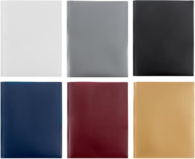 JAM PAPER Plastic Color POP Folders - 2 Pocket Durable Folders with Metal Prongs Fastener Clasps - Assorted Professional Colors - 6/Pack - Image 7