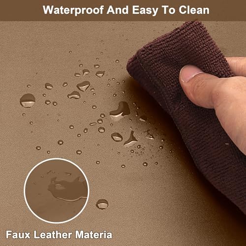 Leather Desk Mat,1.8mm Thick,15.75x23.6 Inch Desk Cover,Nightstand Cover,Night Stand Cover for Top,Night Stand Cover,Side Table Cover,Night Stand Mat(Mud Color+Champagne Gold,15.75x23.6) - Image 5