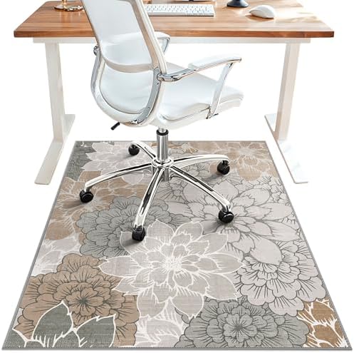 48"x60" Office Chair Mat for Hardwood Floor, Non-Slip Washable Taupe Grey by BESBLEE