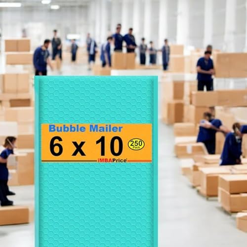 iMBAPrice 6x10 Inches Teal Color Polybubble Bag, 250-Pack Small Size #0 Waterproof Cushioning Self Seal Adhesive Padded Mailers (Total 250 Bags) - Image 3