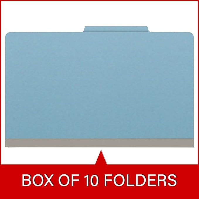 25 Pt. Pressboard Classification Folders, 2/5 Cut ROC Top Tab, Legal Size, No Dividers, Light Blue (Box of 25) - Image 6