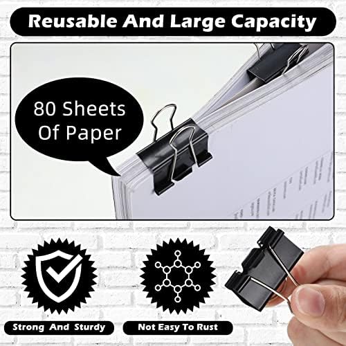 Yexiya 300 Pcs Medium Binder Clips Sturdy 1.25 Inch Black Paper Med Clips Office Supplies Paper Clamps for Office Teachers Students School Business Supplies (Pack of 3) - Image 3