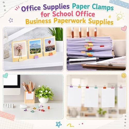 Yexiya 300 Pcs Medium Binder Clips, 1.25 Inch Paper Clamps,Bright Color - Image 5