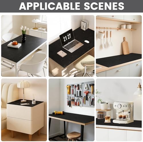 Floral Table Cover Protector Table Craft Mat, 24 x 48 Inch Upgraded 2.0mm Thick, Floral PVC Table Top Protector for Dining Room, Waterproof Black Desk Pad Mat, Easy to Wipe & Cut - Image 5