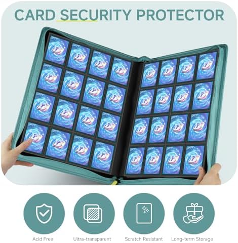 Card Binder with 1024 Cards,16 Pocket Trading Card Binder Includes 32 Page Storage Sleeves,Collection Card Album,Card Holder to Organize and Protect Cards,Green - Image 6