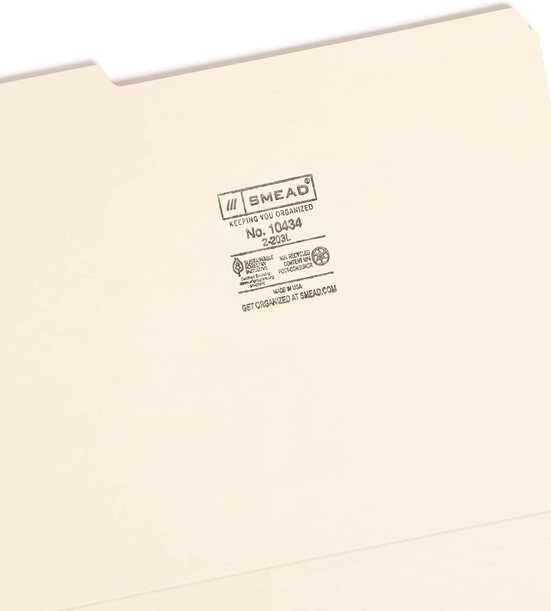 Smead File Folder, Reinforced 1/3-Cut Tab, Letter Size, Manila, 100 Per Box (10434) - Image 3