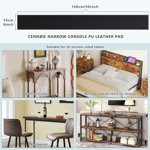 CENNBIE Console Table Leather Cover - 55 x 5.9 Inches Sofa Table Narrow Long Mat - TV/Media/Gaming/Center Console Table Protector Pad for Narrow Side Table, Sideboard, Entryway Table (Black) - Image 2