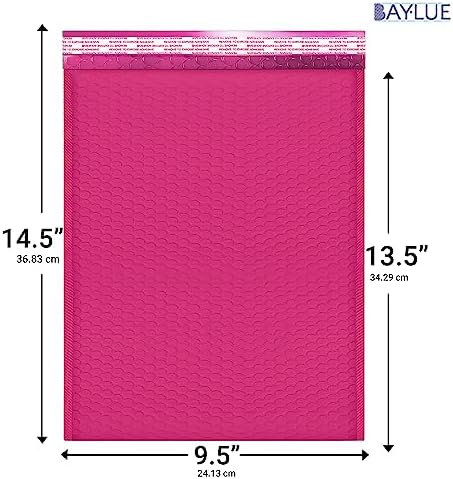 Hot Pink Bubble Mailers 9.5x14.5, Poly Padded Envelopes #4, 100 Pack - Image 2