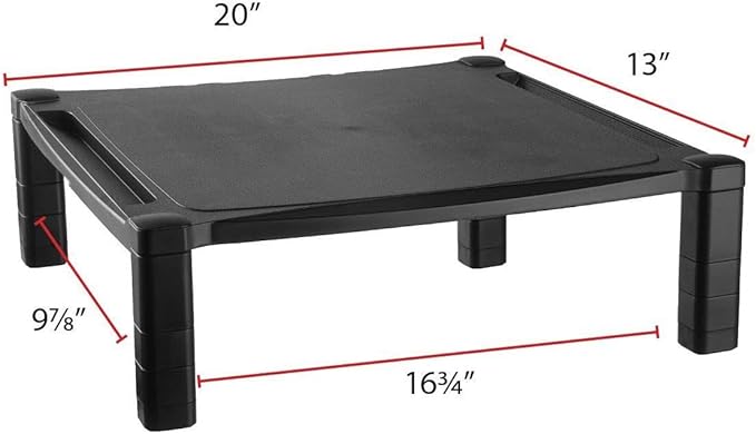 Kantek Extra Wide Single Level Height-Adjustable Monitor/Laptop Stand, 20-Inch Wide x 13.25-Inch Deep x 3 to 6.5-Inch High, Black (MS500) - Image 3