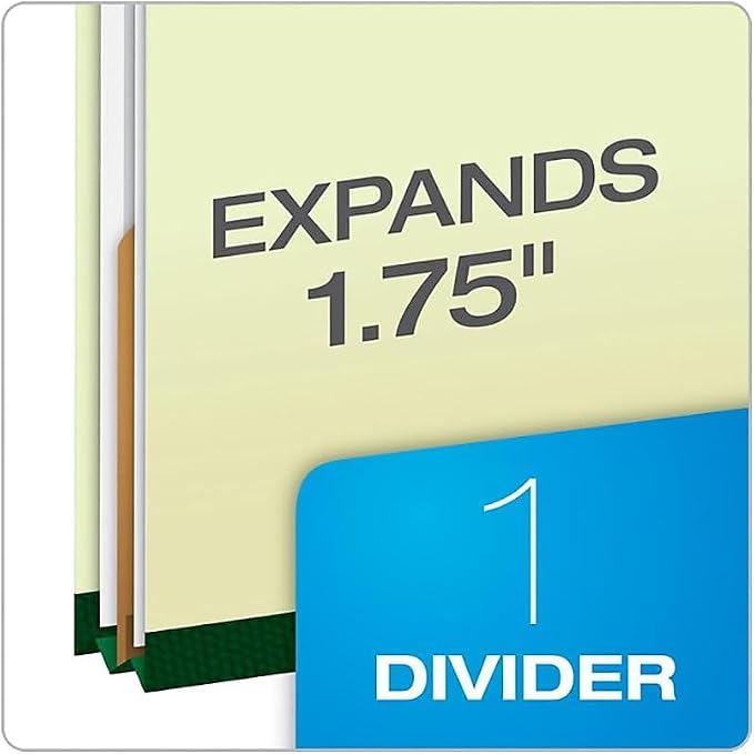 Pendaflex Classification Folders, 1 Divider, Embedded Fasteners, 2/5 Cut Tab, Letter, Light Green, 10/BX (17172), Corona Green - Image 4