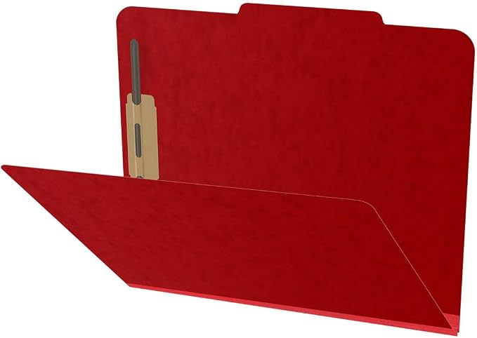 25 Pt. Pressboard Classification Folders, 2/5 Cut ROC Top Tab, Letter Size, No Dividers, Deep Red (Box of 25) by Ecom+Folders