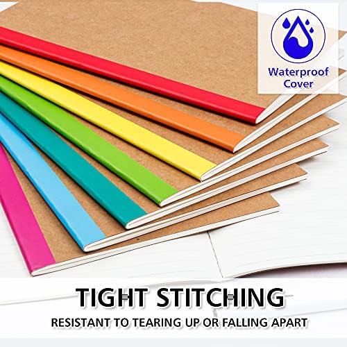 feela 16 Pack Composition Notebooks Bulk, Kraft Cover Lined Blank College Ruled Composition Travel Journals with Rainbow Spines For Women Students Business, 60 Pages, 8.3”x 5.5”, A5, 8 Colors - Image 4